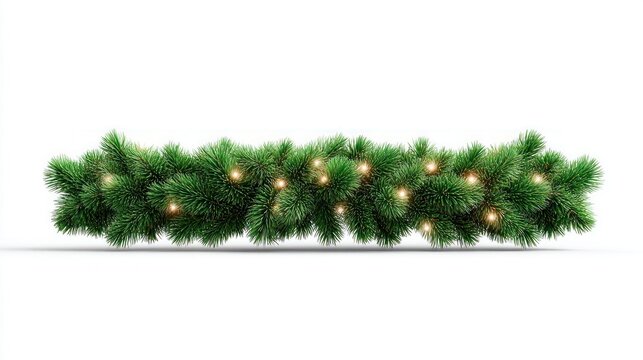 Festive evergreen garland with warm fairy lights, perfect for holiday decoration