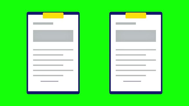 Document signing animation on green screen for business agreement and contract approval