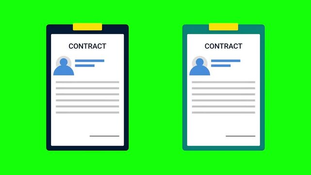 Signing Contract Animation on Green Screen for Business Agreement and Legal Document Finalization