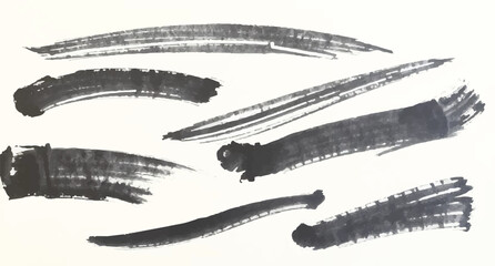 Obraz premium Minimal Abstract Brush Stroke Texture with Elegant Black Paint Smears and Artistic Line Design.