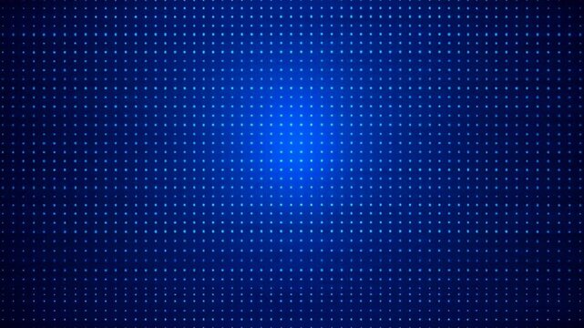 Blue abstract background of light points with a bright center illumination