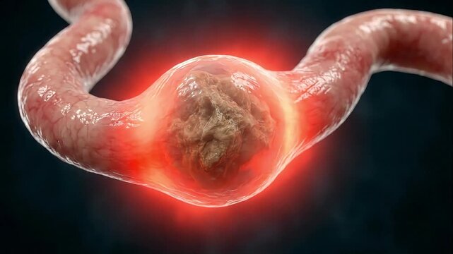 3D Anatomical Visualization of Kidney Stones Causing Urinary Tract Obstruction with Red Glow