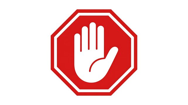 Stop, forbidden, hand sign, octagon road sign, red warning symbol