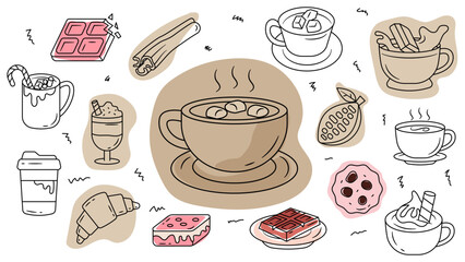 Hot Chocolate and Sweet Treats Elements Collection in scandinavian style © wiki