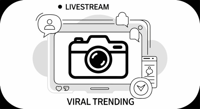 Camera Livestream Viral Trending Icon.