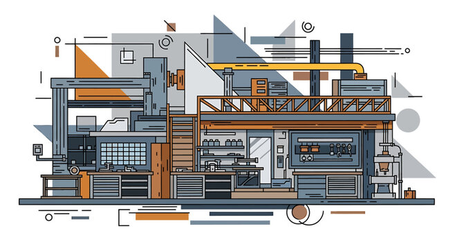 Detailed cross section of industrial building.