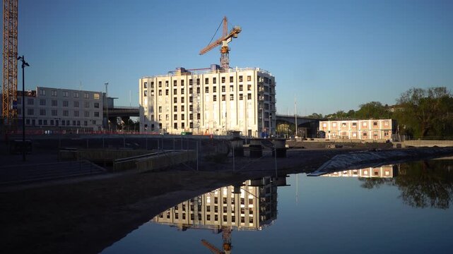 Stockholm, Sweden  The construction of new high end apartments on the Lilla Essingen island.