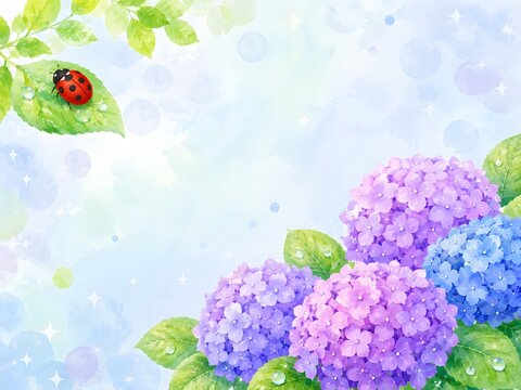 紫陽花とてんとう虫の背景