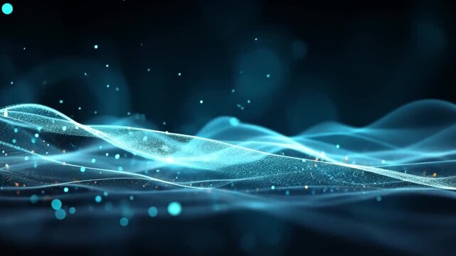 Dynamic Blue Wave Patterns with Shimmering Light Effects