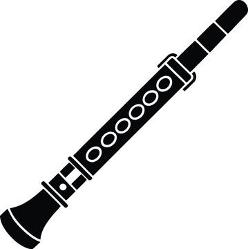 piccolo flute silhouette vector art illustration, black and white design