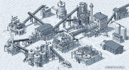 Fototapeta premium Industrial factory with large machinery.