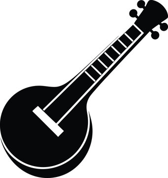 sarod silhouette vector art illustration, black and white design