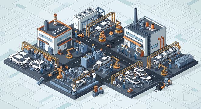 Industrial factory with machinery equipment.