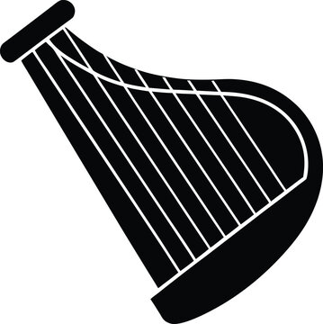 zither silhouette vector art illustration, black and white design