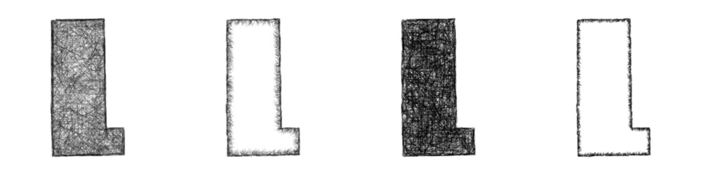 Black and white sketch Miami County (Indiana) outline map design set