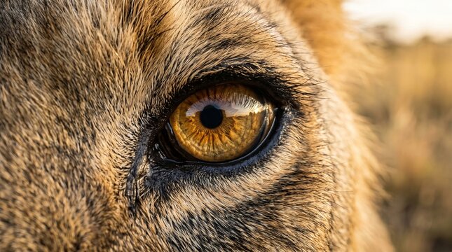 Lion's Eye Close-up: Majestic Gaze of an African Predator