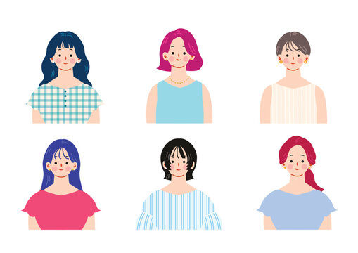 シンプルな女性のイラストセット