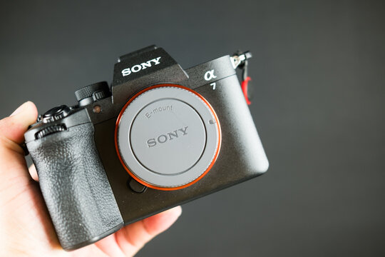 Bangkok, Thailand - May 20, 2026 : Body of Sony A7 V full-frame hybrid camera