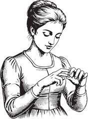 Fototapeta premium Vintage Embroidery Techniques Historical Stitching for Handmade Garments Lace vector illustration