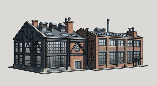 Large Industrial Building Model Structure.