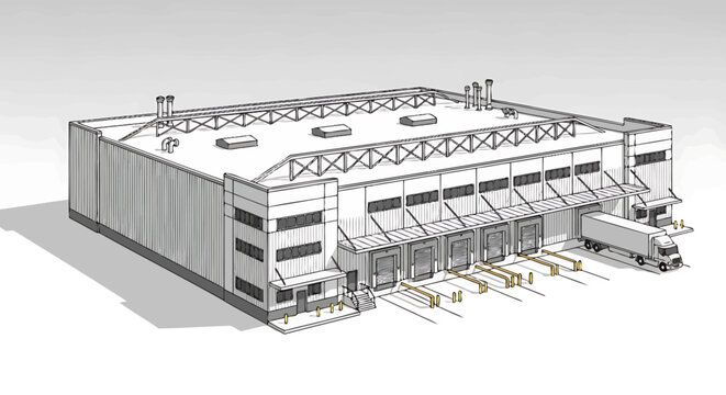 Large Industrial Warehouse Loading Dock Facility.