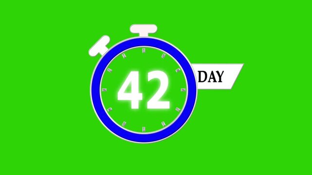 Only 42 days left, animated countdown video; stopwatch timer from 0 to 42 days, clean days to go clip for promotions and event launches.