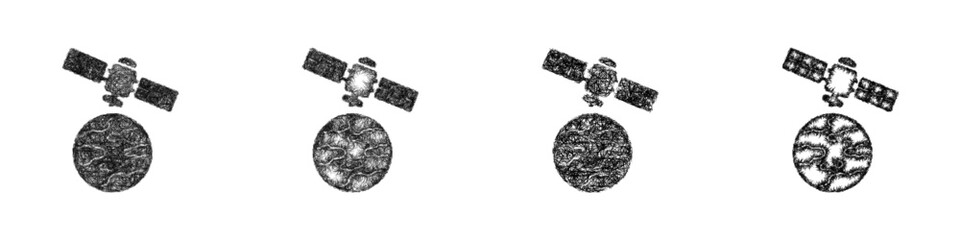Sketch mars orbiter icon design set © David Zydd