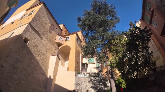 Panorama of The old town of Menton, Provence Alpes-Cote d'Azur, France