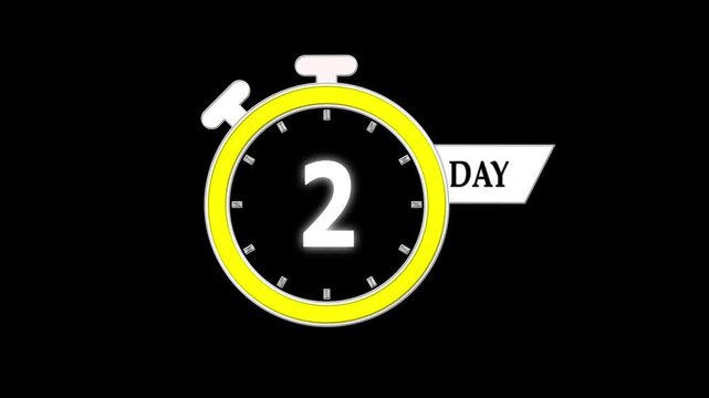 2 days countdown timer animation, digital clock video; motion graphic clip for product launch, advertising campaigns, and discount sales.