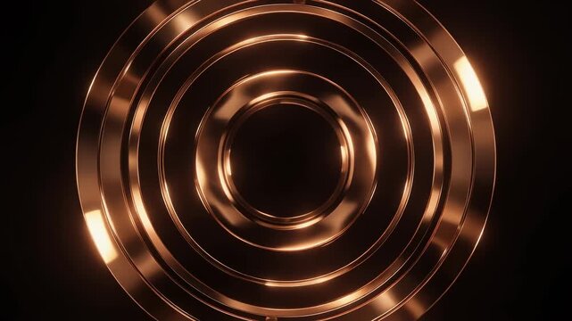 Glowing copper concentric circles on black.