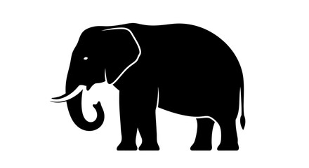 Fototapeta premium Black Elephant Silhouette Side View.