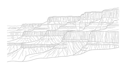Detailed drawing of layered rock formation. © Mus