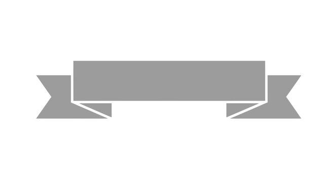 Gray ribbon banner label symbol icon.