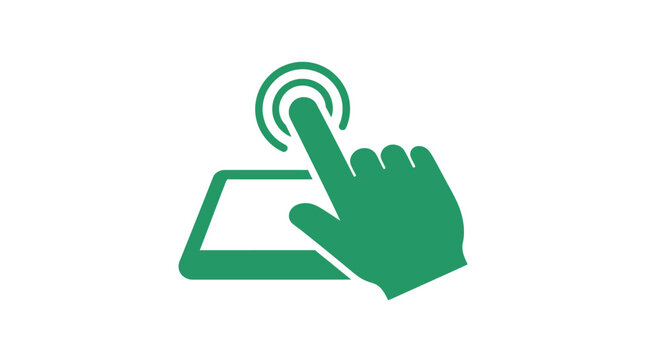 Hand Touching Screen with Finger.
