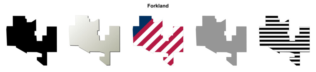 Fototapeta premium Forkland (Alabama) blank outline map