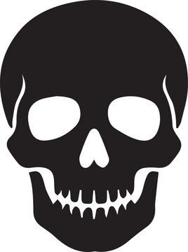 Black Skull Icon Silhouette Halloween Symbol Isolated on White Background