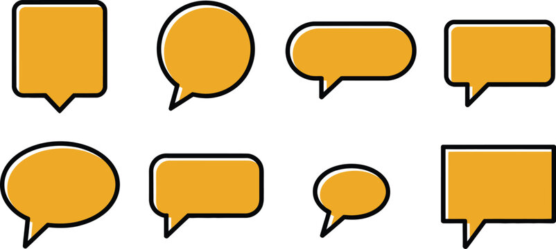 Speech, bubble quote icon set vector, conversation dialogue frames and quotation mark symbols for chat UI and messaging design elements.