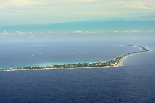 Aerial view, atoll, Tuvalu, South Pacific