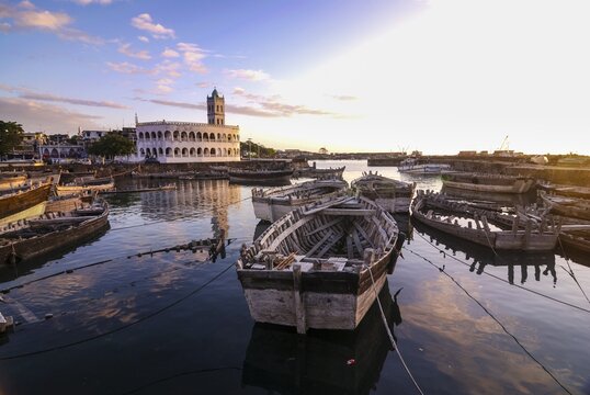 Wooden boats in the old harbour of Moroni, Grande Comore, Comoros