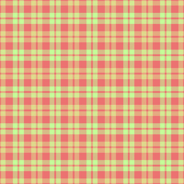 Geometry background pattern vector, regular plaid tartan fabric. Rest check textile seamless texture in red and yellow colors.