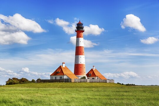 Westerheversand lighthouse, Westerhever, Eiderstedt, North Frisia, Schleswig-Holstein, Germany
