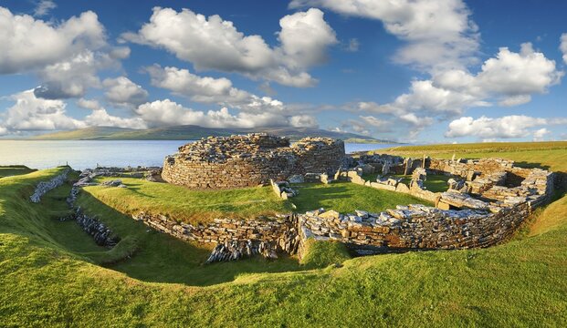 Iron age fortified village ruins, Broch of Gurness, Orkney, Scotland, United Kingdom