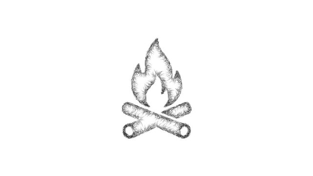Sketch campfire icon animation - smooth progressive reveal