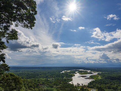 View of the Rio Pastaza and the Amazon rainforest from the Mirador Indichuris, Pastaza province, Ecuador