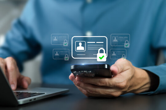 ID security. ID profile information card for modern business authentication digital identity privacy concept. Personal data protection, and digital identity safety Concept. cybersecurity.