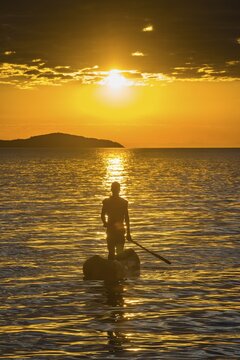 Fisherman in his canoe on Lake Malawi, Cape Maclear, Malawi