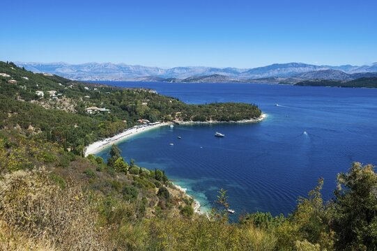 Overlook over Kerasia beach, Corfu, Ionian Islands, Greece