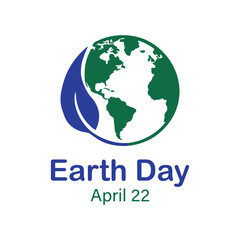 Fototapeta premium Earth day logo of green planet with leaf eco emblem vector illustration