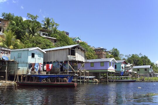 Favela riverside slum in Amazonia, Tefe, department of Amazonas, Brazil