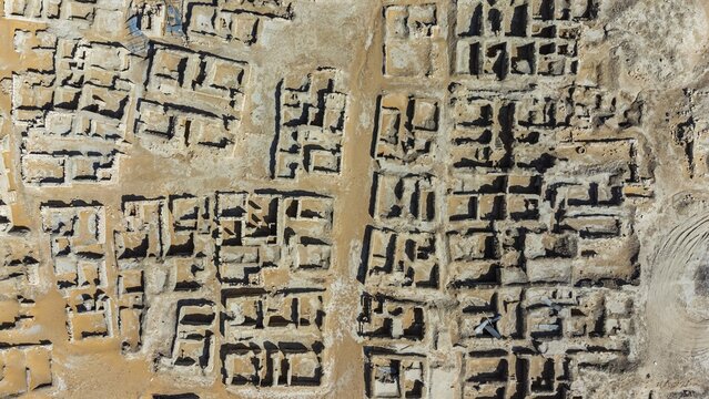Aerial of Qaryat al-Faw capital of the first Kindah kingdom, Kingdom of Saudi Arabia
